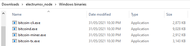 The Windows archived binaries for a past release.